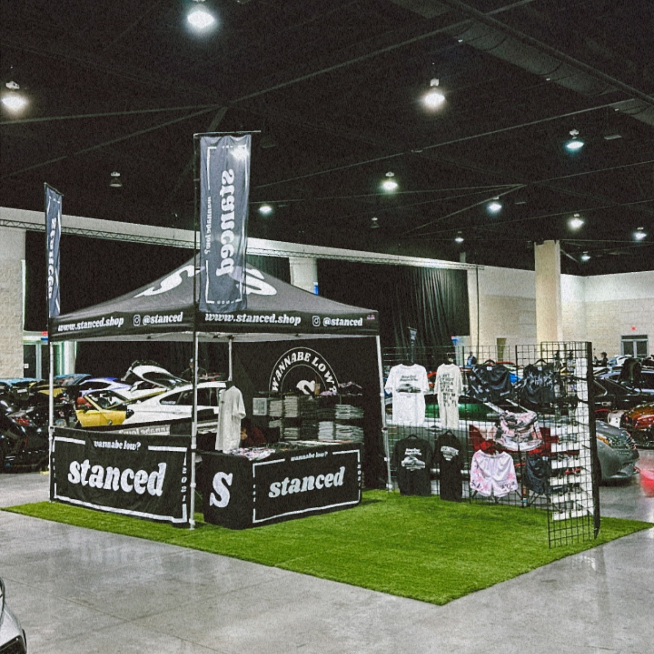 Stanced pop-up booth at car show